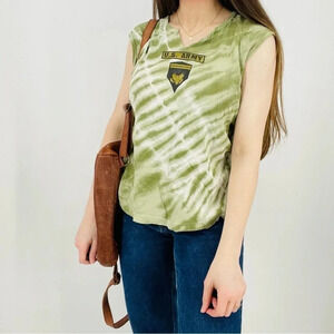 vintage tie dye u.s. army distressed tank top size m